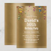 Royal Gold 50th Birthday Party Kaart (Voorkant / Achterkant)