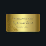 Royal Gold Abstract Pauw Huwelijks Wijn Favoriet Etiket<br><div class="desc">Zeer elegant ontwerp met gouden achtergrond en abstract goud glinsterende pauwen voor een speciale bruiloft. Het zal een unieke touch geven aan uw bruiloftstijl. Wees anders! Personaliseer met uw eigen informatie. Als u de tekst wilt verplaatsen of de grootte, het lettertype of de kleur wilt wijzigen, klik dan op de...</div>