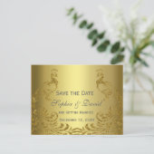 Royal Gold Abstract Pauw Trouwdag SAVE THE DATE Aankondigingskaart (Staand voorkant)