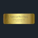 Royal Gold Abstract Peacock Weddenschap Label<br><div class="desc">Zeer elegant ontwerp met een gouden achtergrond en abstracte gouden mousserende pacocks voor een speciale bruiloft. Het zal een unieke indruk geven op je trouwstijl. Wees anders! Pas je eigen gegevens aan. De gelijkaardige uitnodiging van de Weddenschap, sparen de Datum, RSVP, postage punten en meer, ook, beschikbaar in mijn Koninklijk...</div>