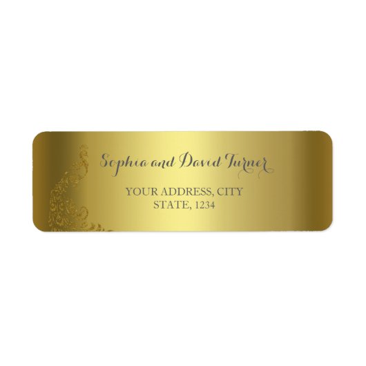 Royal Gold Abstract Peacock Weddenschap Label (Voorkant)