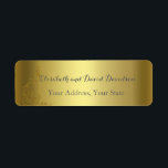 Royal Gold Abstract Peacock Weddenschap Label<br><div class="desc">Zeer elegant ontwerp met een gouden achtergrond en abstracte gouden mousserende pacocks voor een speciale bruiloft. Het zal een unieke indruk geven op je trouwstijl. Wees anders! Pas je eigen gegevens aan. Als u de tekst moet verplaatsen of de grootte, het lettertype of de kleur moet wijzigen, klikt u op...</div>