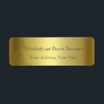 Royal Gold Abstract Peacock Weddenschap Label<br><div class="desc">Zeer elegant ontwerp met een gouden achtergrond en abstracte gouden mousserende pacocks voor een speciale bruiloft. Het zal een unieke indruk geven op je trouwstijl. Wees anders! Pas je eigen gegevens aan. Als u de tekst moet verplaatsen of de grootte, het lettertype of de kleur moet wijzigen, klikt u op...</div>