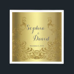 Royal Gold Abstract Peacock Wedding Custom Servet<br><div class="desc">Zeer elegant ontwerp met een gouden achtergrond en abstracte gouden mousserende pacocks voor een speciale bruiloft. Het zal een unieke indruk geven op je trouwstijl. Wees anders! Pas je eigen gegevens aan. Als u de tekst moet verplaatsen of de grootte, het lettertype of de kleur moet wijzigen, klikt u op...</div>