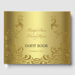 Royal Gold Abstract Peacock Wedding Guest Book Gastenboek<br><div class="desc">Zeer elegant ontwerp met een gouden achtergrond en abstracte gouden mousserende pacocks voor een speciale bruiloft. Het zal een unieke indruk geven op je trouwstijl. Wees anders! Pas je eigen gegevens aan. Als u de tekst moet verplaatsen of de grootte, het lettertype of de kleur moet wijzigen, klikt u op...</div>