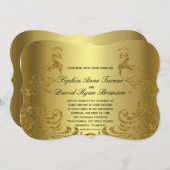 Royal Gold Abstract Peacock Wedding Invitation Kaart (Voorkant / Achterkant)