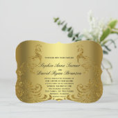 Royal Gold Abstract Peacock Wedding Invitation Kaart (Staand voorkant)