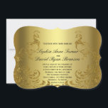 Royal Gold Abstract Peacock Wedding Invitation Kaart<br><div class="desc">Zeer elegant ontwerp met een gouden achtergrond en abstracte gouden mousserende pacocks voor een speciale bruiloft. Het zal een unieke indruk geven op je trouwstijl. Wees anders! Pas je eigen gegevens aan. Als u de tekst moet verplaatsen of de grootte, het lettertype of de kleur moet wijzigen, klikt u op...</div>