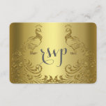 Royal Gold Abstract Peacock Wedding RSVP Kaartje<br><div class="desc">Zeer elegant ontwerp met een gouden achtergrond en abstracte gouden mousserende pacocks voor een speciale bruiloft. Het zal een unieke indruk geven op je trouwstijl. Wees anders! Pas je eigen gegevens aan. Als u de tekst moet verplaatsen of de grootte, het lettertype of de kleur moet wijzigen, klikt u op...</div>