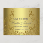 Royal Gold Abstract Peacock Wedding SAVE DE DATUM Aankondigingskaart<br><div class="desc">Zeer elegant ontwerp met een gouden achtergrond en abstracte gouden mousserende pacocks voor een speciale bruiloft. Het zal een unieke indruk geven op je trouwstijl. Wees anders! Pas je eigen gegevens aan. Als u de tekst moet verplaatsen of de grootte, het lettertype of de kleur moet wijzigen, klikt u op...</div>