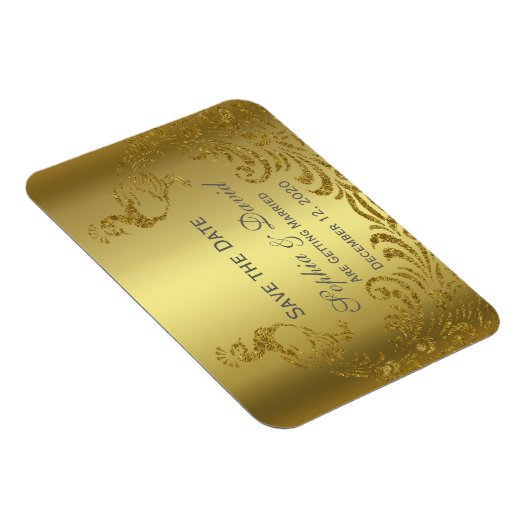 Royal Gold Abstract Peacock Wedding SAVE DE DATUM Magneet (Rechterzijde)