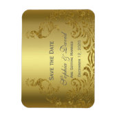Royal Gold Abstract Peacock Wedding SAVE DE DATUM Magneet (Verticaal)