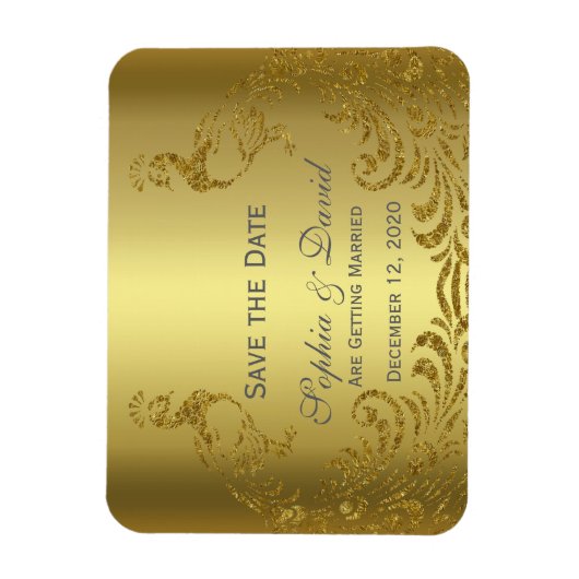 Royal Gold Abstract Peacock Wedding SAVE DE DATUM Magneet (Verticaal)