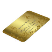 Royal Gold Abstract Peacock Wedding SAVE DE DATUM Magneet (Linkerzijde)