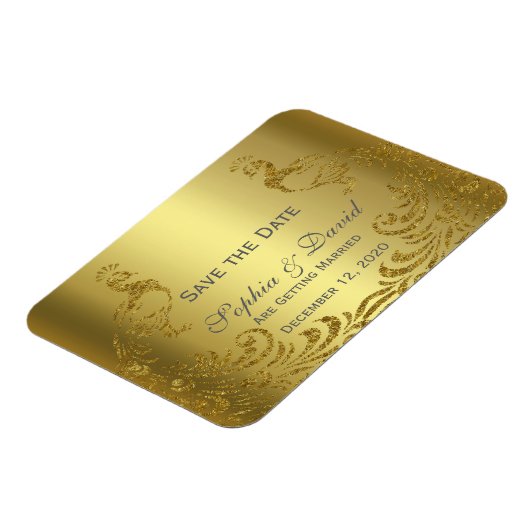 Royal Gold Abstract Peacock Wedding SAVE DE DATUM Magneet (Linkerzijde)