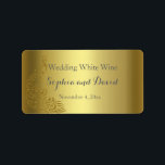 Royal Gold Abstract Peacock Wedding Wine Favor Etiket<br><div class="desc">Zeer elegant ontwerp met een gouden achtergrond en abstracte gouden mousserende pacocks voor een speciale bruiloft. Het zal een unieke indruk geven op je trouwstijl. Wees anders! Pas je eigen gegevens aan. Als u de tekst moet verplaatsen of de grootte, het lettertype of de kleur moet wijzigen, klikt u op...</div>