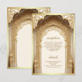 Royal Gold Arch Cream Bruiloft Informatiekaartje (Voorkant / Achterkant)