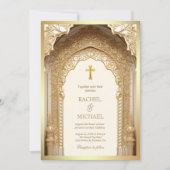 Royal Gold Arch Religieus Christelijk Cream Bruilo Kaart (Voorkant)