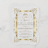 Royal Gold Art Deco Mis Quince Script Quinceañera Kaart (Voorkant / Achterkant)