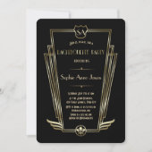 Royal Gold Art Deco Monogram Bachelorette Party Kaart (Voorkant)