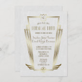 Royal Gold Art Deco Monogram Rehearsal Dinner Kaart (Voorkant / Achterkant)