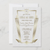 Royal Gold Art Deco Monogram Rehearsal Dinner Kaart (Voorkant)