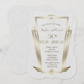 Royal Gold Art Deco Monogram Trouw- Verjaardag Kaart (Voorkant / Achterkant)