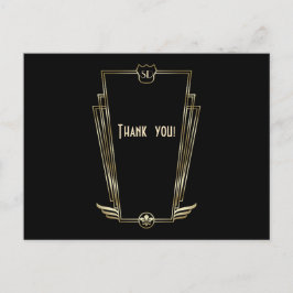 Royal Gold Art Deco Monogram Weddenschap Hartelijk Briefkaart