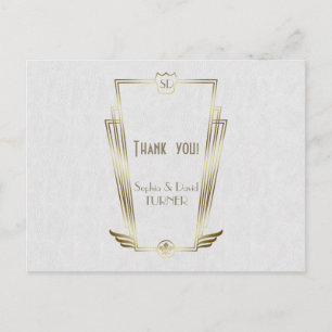 Royal Gold Art Deco Monogram Weddenschap Hartelijk Briefkaart