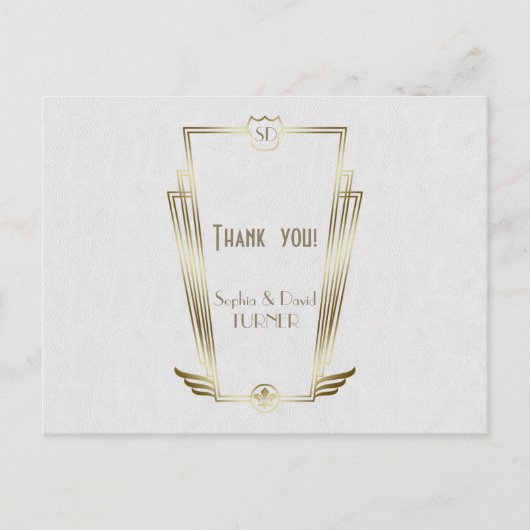 Royal Gold Art Deco Monogram Weddenschap Hartelijk Briefkaart (Voorkant)