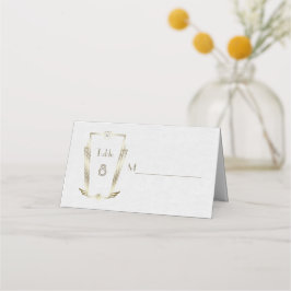 Royal Gold Art Deco Monogram Weddenschap Plaatskaartje