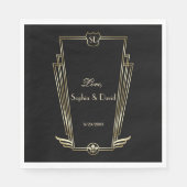 Royal Gold Art Deco Monogram Weddenschap Servet (Voorkant)