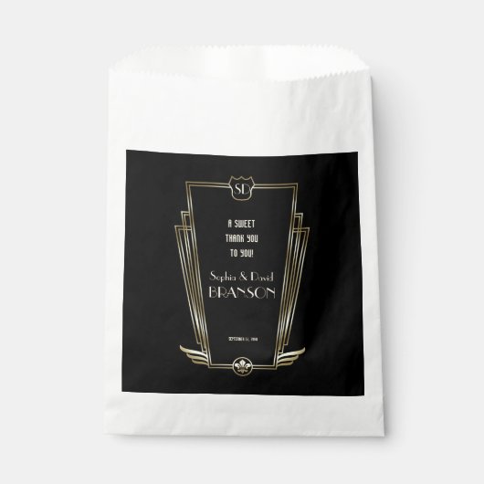 Royal Gold Art Deco Monogram Wedding BEDANK Bedankzakje (Voorkant)