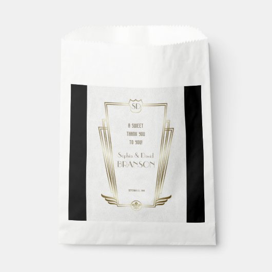 Royal Gold Art Deco Monogram Wedding BEDANK Bedankzakje (Voorkant)