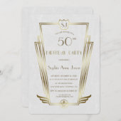Royal Gold Art Deco Monogram White Birthday Party Kaart (Voorkant / Achterkant)