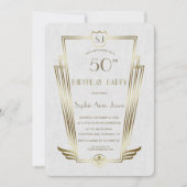 Royal Gold Art Deco Monogram White Birthday Party Kaart (Voorkant)