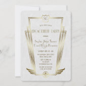 Royal Gold Art Deco Monogram White Verloving Kaart (Voorkant)
