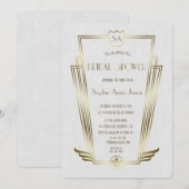 Royal Gold Art Deco Monogram White Vrijgezellenfee Kaart (Voorkant / Achterkant)