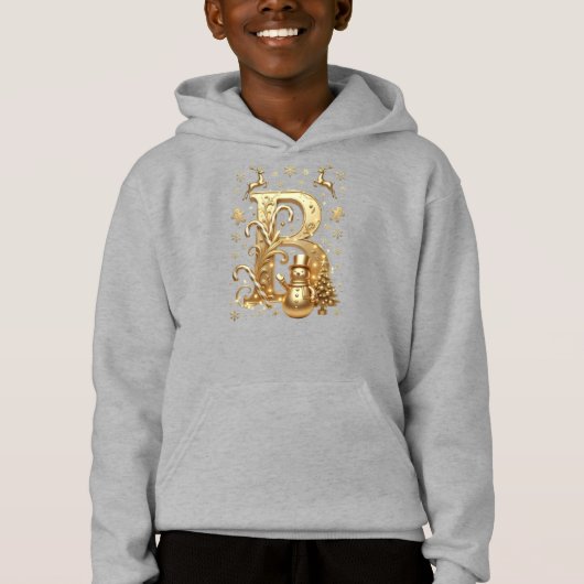 Royal Gold B Luxury Snowman Boys Hoodie (Voorkant)