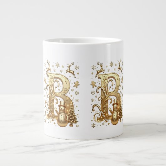 Royal Gold B Luxury Snowman Jumbo Mug Grote Koffiekop (Voorkant)