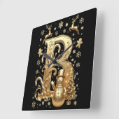 Royal Gold B Luxury Snowman Square Wall Clock Vierkante Klok (Hoek)