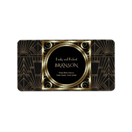 Royal Gold Black Art Deco 20s Wedding Etiket