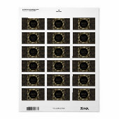 Royal Gold Black Art Deco 20s Wedding Etiket (Full Sheet)