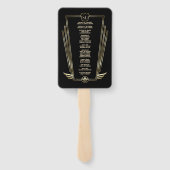 Royal Gold Black Art Deco Monogram Weddenprogramma Handwaaier (Achterkant)