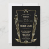 Royal Gold Black Art Deco Senior PROM Invite Kaart (Voorkant)