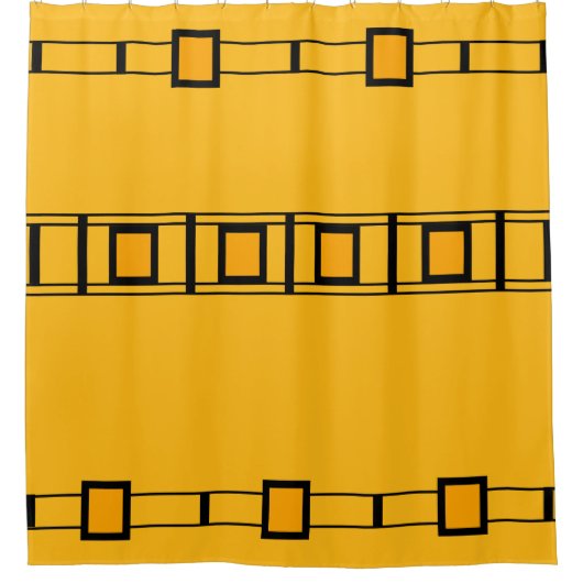 Royal Gold Black Bold Geometric Blocks Douchegordijn (Voorkant)