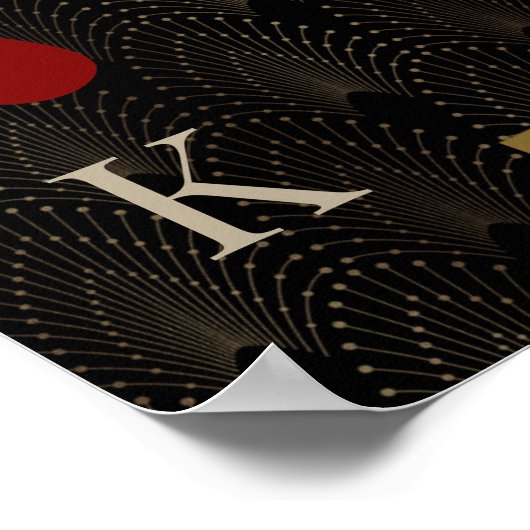 Royal Gold Black Casino Night Wedding Welkomstbord Poster (Hoek)