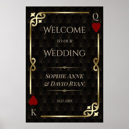 Royal Gold Black Casino Night Wedding Welkomstbord Poster (Voorkant)