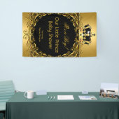 Royal Gold Black Crown Baby shower Boy 2 Spandoek (Beurs)