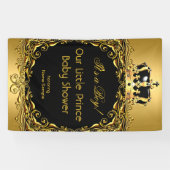 Royal Gold Black Crown Baby shower Boy 2 Spandoek (Horizontaal)